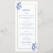 Menu Simple mariage bleu et jaune à doodle de citrons (Devant)