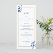Menu Simple mariage bleu et jaune à motifs de citrons (Debout devant)