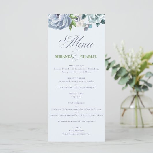 Menu simple Mariage bleu poudre (Debout devant)