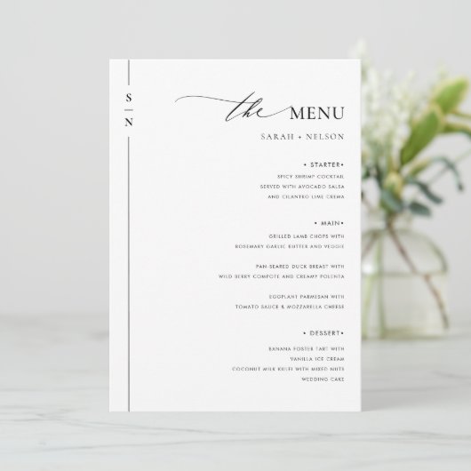 Menu simple Mariage de mariage élégant (Debout devant)