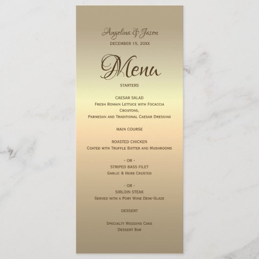 Menu Simple Mariage en Or (Devant)