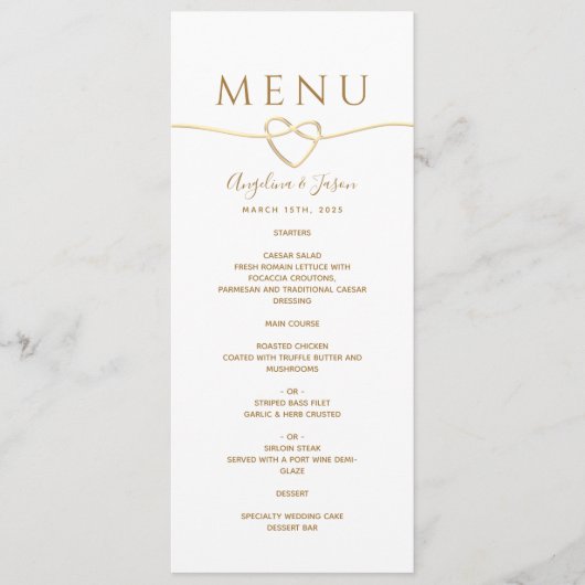 Menu Simple Mariage en Or (Devant)