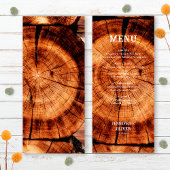 Menu Simple Mariage en tranche de bois rustique