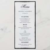 Menu Simple Mariage Minimaliste Noir Et Blanc (Devant)