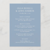 Menu Simple Mariage Moderne Bleu Poussiéreux (Devant)