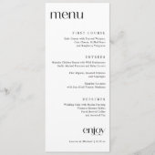 Menu Simple Mariage Moderne et Élégant (Devant)