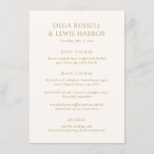Menu Simple Mariage Moderne Ivoire et Or (Devant)