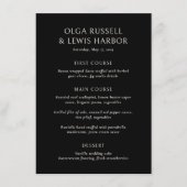 Menu Simple Mariage Moderne Noir (Devant)