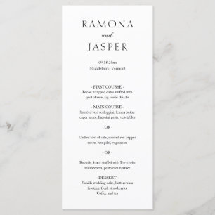 Menu Simple Mariage Moderne Noir et Blanc Gras