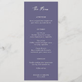 Menu Simple Mariage Moderne Poussiéreux Violet (Devant)