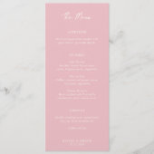 Menu Simple Mariage Moderne Rose (Devant)