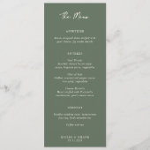 Menu Simple mariage moderne vert olive (Devant)
