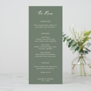 Menu Simple mariage moderne vert olive