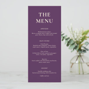 Menu Simple Mariage Moderne Violet Gras