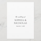 Menu Simple Mariage photo moderne noir et blanc (Dos)