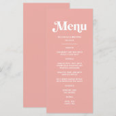 Menu Simple Mariage Rose (Devant / Derrière)