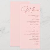 Menu Simple mariage rose pâle (Devant / Derrière)