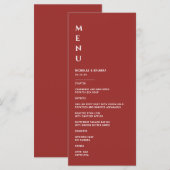 Menu Simple Mariage Rouge Foncé (Devant / Derrière)