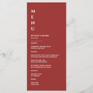 Menu Simple Mariage Rouge Foncé