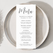 Menu Simple Mariage Script Calligraphié