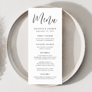 Menu Simple Mariage Script Calligraphié