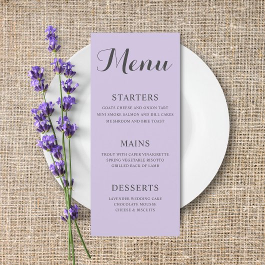 Menu Simple Mariage Violet