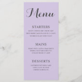 Menu Simple Mariage Violet (Devant)
