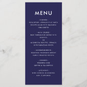 Menu Simple Marine bleu et blanc Gras Mariage moderne (Devant)