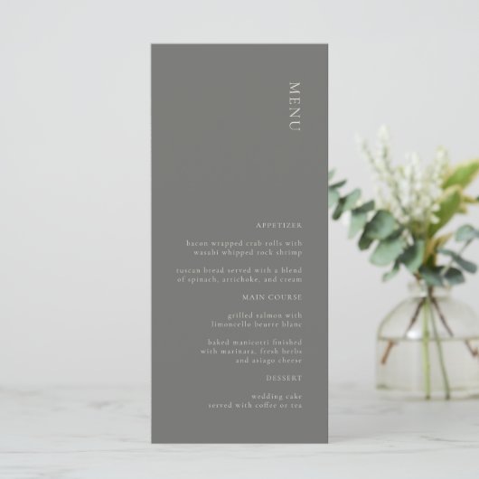 Menu simple minimaliste Mariage gris foncé (Debout devant)
