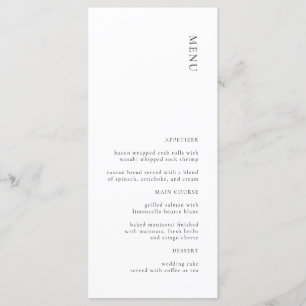 Menu Simple minimaliste Mariage noir et blanc