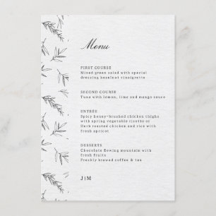 Menu Simple minimaliste moderne Eucalyptus Olive Mariag