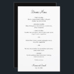 Menu simple minimaliste moderne Mariage<br><div class="desc">Menu mariage simple avec un design minimal en noir et blanc avec l'en-tête et vos noms dans une police de script élégante. Les polices et le dos peuvent être changés en n'importe quelle couleur en cliquant sur le bouton personnaliser. Un design simple et sobre qui se révèle tout de même...</div>