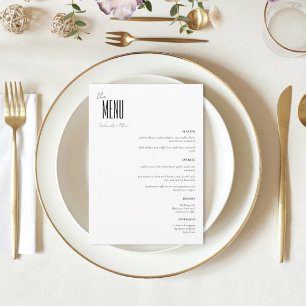 Menu Simple minimaliste noir et blanc Mariage moderne