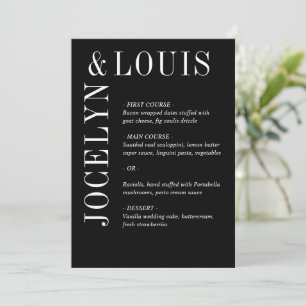 Menu Simple minimaliste noir gras Mariage moderne