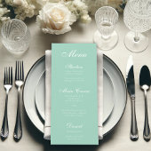 Menu Simple Mint Blanc Script Élégant Calligraphie Vert