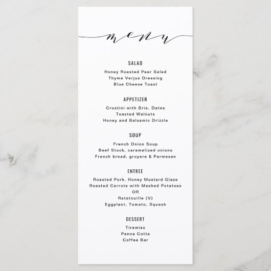 Menu Simple Moderne Calligraphie (Devant)