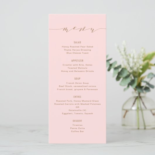 Menu Simple moderne Calligraphie Blush et Brown (Debout devant)