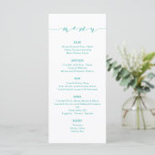 Menu Simple Moderne Calligraphie Turquoise (Debout devant)