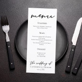 Menu Simple Moderne Écriture Mariage Dîner Noir