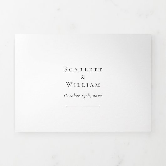 Menu Simple Moderne Minimal Mariage RSVP Tout En U (Page de couverture)
