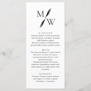 Menu Simple Moderne Monogramme Soirée Mariage