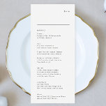 Menu Simple moderne noir blanc Mariage Monogramme<br><div class="desc">menu mince pour correspondre à la collection *si vous voulez plus d'options papier cette conception peut être transférée à un programme mince *ou pour plus d'aide contactez-moi</div>