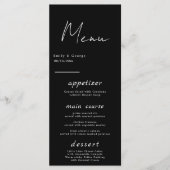 Menu Simple Moderne Noir Et Blanc Élégant Mariage Chic (Devant)