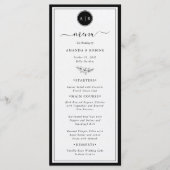 Menu Simple Noir et Blanc Élégant Mariage (Devant)