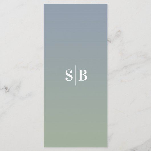 Menu Simple Ombre Dusty Blue & Green Mariage (Dos)