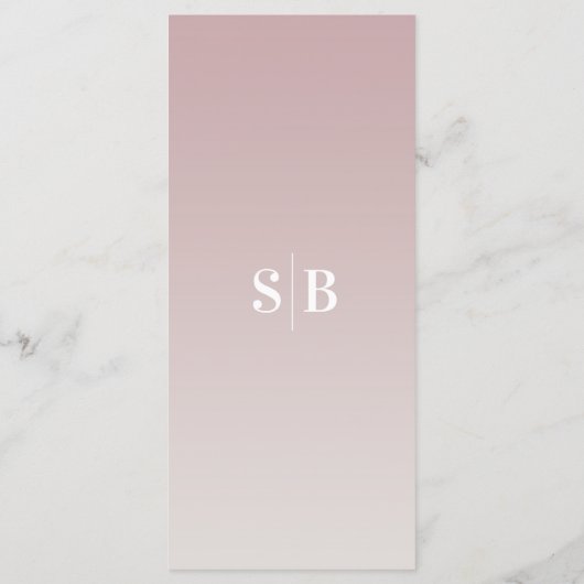 Menu Simple Ombre Mauve & Gardenia Mariage blanc (Dos)