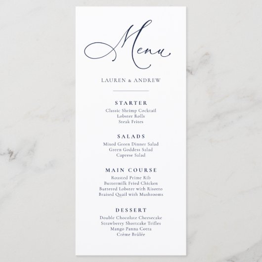 Menu simple plat bleu marine minimaliste (Devant)
