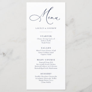 Menu simple plat bleu marine minimaliste