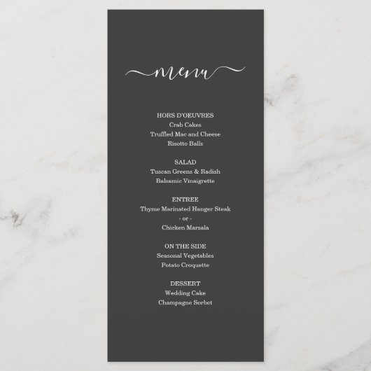 Menu simple pour Mariage ou autre occasion spécial (Devant)