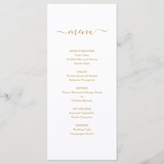 Menu simple pour Mariage ou autre occasion spécial (Devant)